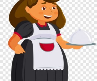 Waitress Icon Colored Cartoon Character Sketch
