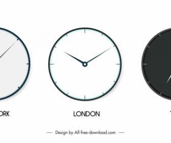 Iconos Del Reloj De Pared Círculo Diseño Elegante Decoración Moderna