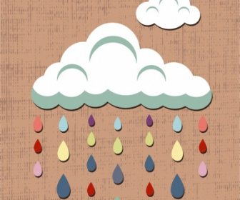 ديكور تصميم الغيوم وقطرات المطر الرموز