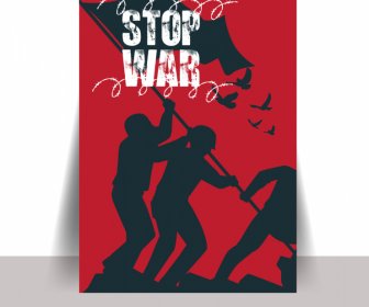 War Poster Template Flat Dynamic Silhouette War Elements Decor