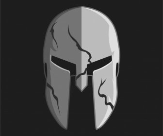 Warrior Armor Helmet Icon Dark 3d Sketch