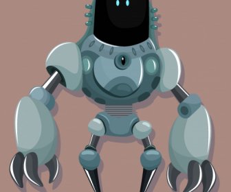 戦士ロボットアイコンモダンデザイン恐ろしい外観