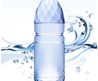 Botol Air Iklan Latar Belakang Biru Cair Gelembung Ornamen