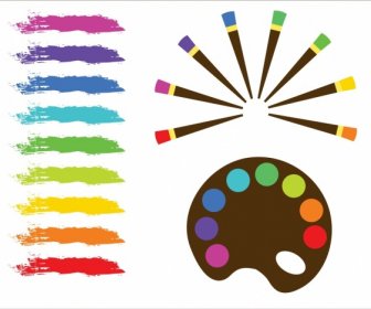 Water Color Codes Samples Colorful Grunge Brush Icons