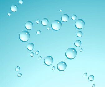 Air Yang Menetes Dengan Jantung Bentuk Vektor