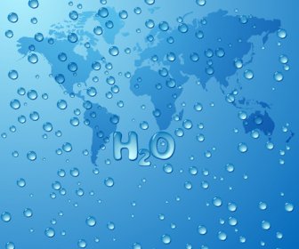 Mundo Mapa Vecror Fondo Y Gotas De Agua