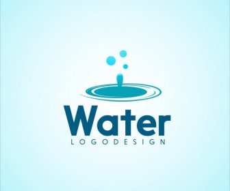 Water Logo Design Blue Drops Icon Ornament