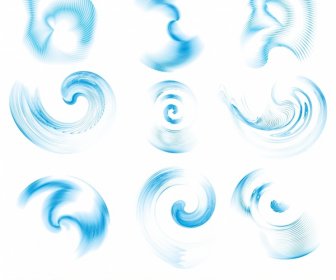 水の図形アイコンのコレクション モダンな明るいブルー デザイン