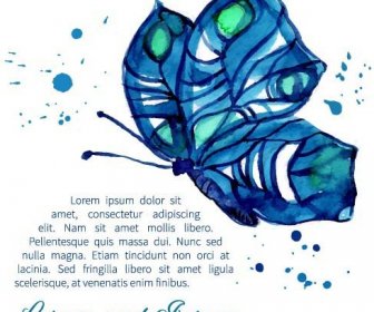 Aquarell Schmetterlinge Design Hintergrund Vektor