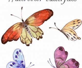 Aquarell Schmetterlinge Design Hintergrund Vektor