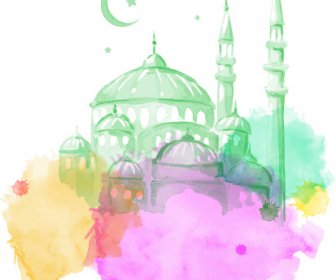 Ramazan Kareem Vektör Arka Plan çizim Suluboya