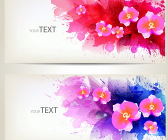 Watercolor Floral Creative Banner Vector