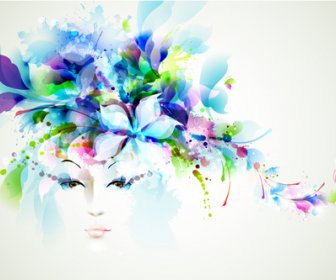 Watercolor Floral Girls Vector Background