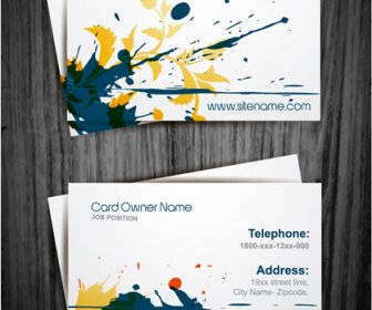 Watercolor Splash Business Cards Vector Graphic