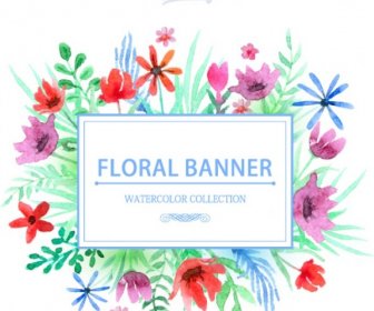 Aquarell Stilisierte Florale Banner