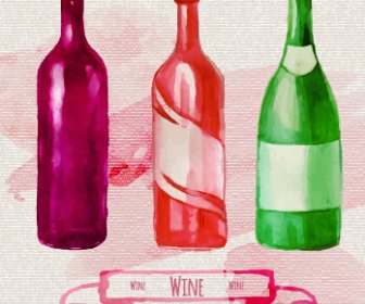 Watercolor Wine Stickers Creative Vector
