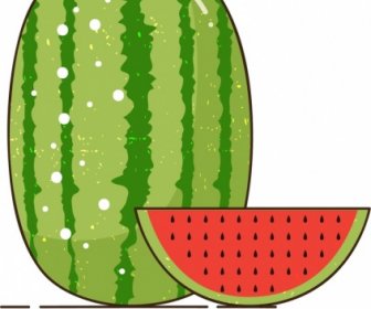 Watermelon Background Colored Flat Slices Decor Retro Design