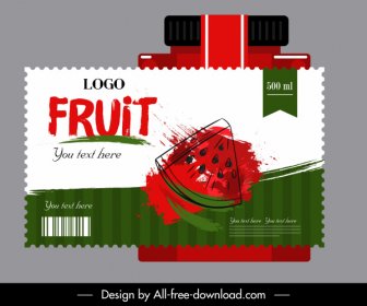 Wassermelone Saft Label Vorlage Handgezeichnet Grunge Design