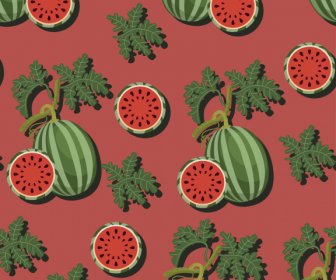 Wassermelonenmuster Flach Klassisches Sich Wiederholendes Design