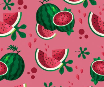 Watermelon Pattern Template Colored Retro Design