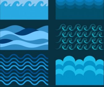 wave design elements curved blue lines decoration