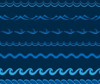 Waves Background Seamless Curved Blue Lines Decoration