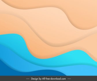 Waving Background Template Bright Colorful Curves Sketch