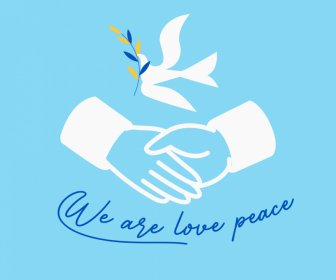 We Are Love Peace Banner Flat Handshake Pigeon Sketch