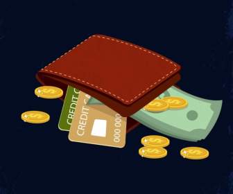 Wealth Concept Background Wallet Credit Card Money Icons