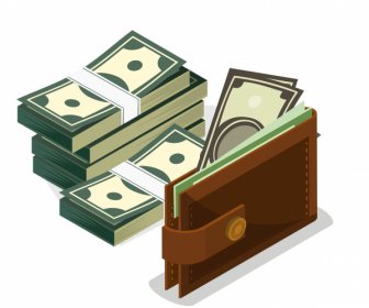 Wealth Design Elements Cash Wallet Sketch 3d Design