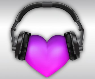 Wear Headset Purple Love Vector