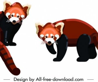 Weasel Wild Animal Icons Colored Cartoon Sketch