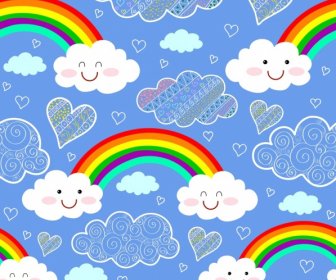 Погода фон Красочная радуга стилизованные облако повторяющаяся