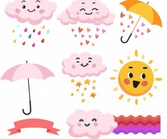 weather forecast design elements cute stylized sketch