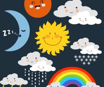 Weather Icons Cute Stylized Design