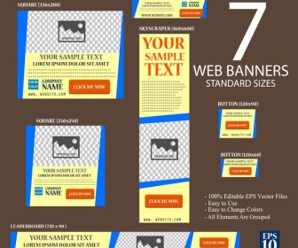 Banners Web Define Ilustração Com Sete Tamanhos Padrão