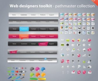 веб дизайн кнопки с вектором Toolkit иконы