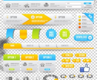 Web Navigation With Button Elements Vector Illustration