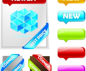 Web Ribbons Elements And Button Vector