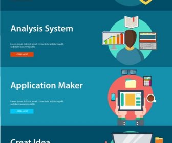 Webpage Banners Design With Computing Works Illustration