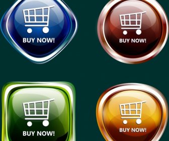 Webpage Buttons Collection Colorful Shiny Design Various Shapes