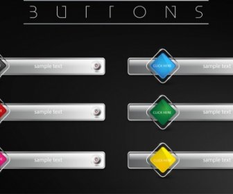 webpage buttons collection shiny grey horizontal geometric styles