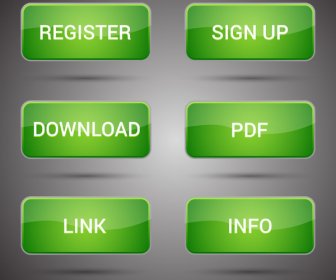 Webpage Buttons Set Design With Shiny Green Background