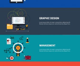 Webpage Design Elements Isolated In Color Flat Style