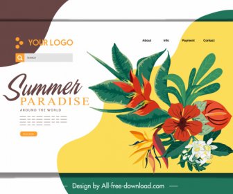 웹 페이지 템플릿 꽃 장식 클래식 디자인
