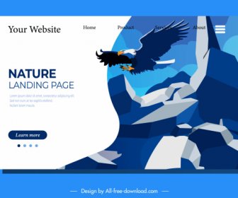 Webpage Template Natural Eagle Rocky Mountain Sketch