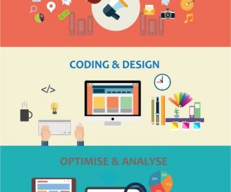 Website Application Concepts Illustration In Flat Colored Style