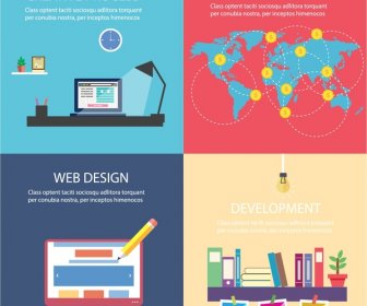 Website Application Sets Isolated With Colored Flat Design