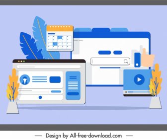 Website Application Templates Colored Flat Sketch