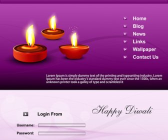 เว็บไซต์ที่สวยงามทันสมัยดิวาลีมีความสุขแม่แบบพื้นหลังมีสีสันของเทศกาลเวกเตอร์